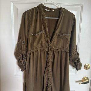 Zara Khaki Shirt Dress